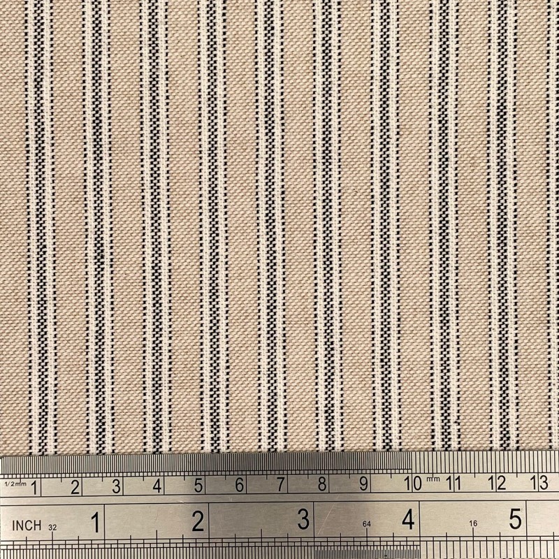 Cotton Rich Linen Look Fabric Ticking Stripes 280cm Wide 1235