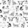 100% Cotton Fabric Timeless Treasures Realistic Sketched Cats