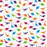 Polycotton Fabric Multi Coloured Dinosaurs Rainbow Dino Prehistoric Children