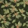 100% Cotton Fabric Rose & Hubble Christmas Holly Berry Vines 135cm Wide