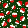 Polycotton Fabric Christmas Puddings Stars Holly