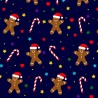 Polycotton Fabric Gingerbread Christmas Candy Canes Xmas Stars Hearts Festive