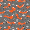 Polycotton Fabric Christmas Foxes Snowflakes Berries Festive Xmas