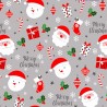 Polycotton Fabric Merry Christmas Santa Snowman Presents Festive Xmas