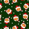 Polycotton Fabric Christmas Foxes Faces Tossed Snowing Santa Claus Festive Xmas