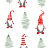 Polycotton Fabric Christmas Santa Gnomes Xmas Trees Festive