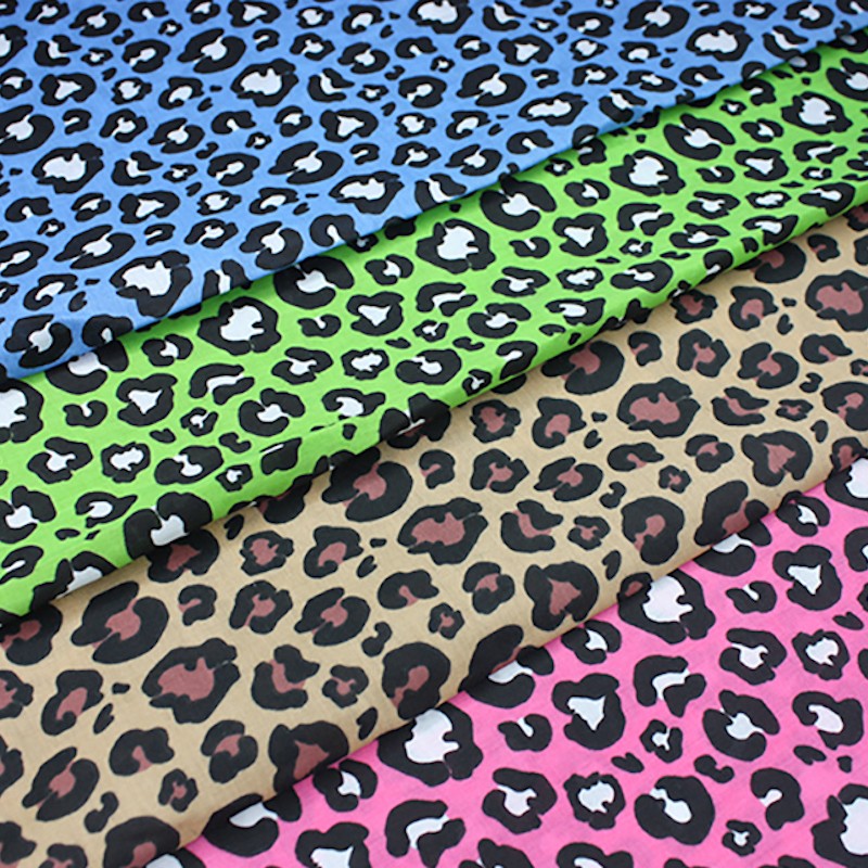 Polycotton Fabric Safari Animal Leopard Skin Print Funky Colours