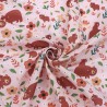 Polycotton Fabric Woodland Floral Mother Bear and Cub