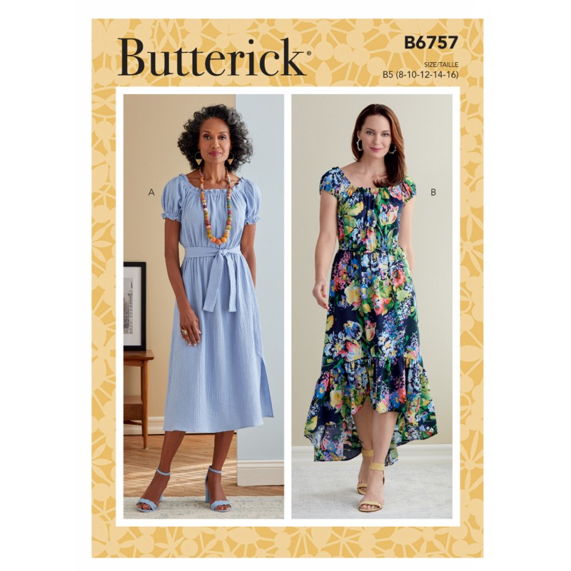 Butterick Sewing Pattern B6757 Misses' Dress Peasant Dress Elasticated ...