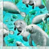 100% Cotton Fabric Timeless Treasures Manatee Ocean Animals Manatees Fish Sea