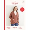Sirdar Knitting Pattern 10181 Women's V-Neck Moss Stitch Cardigan Saltaire Aran