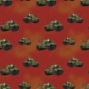 100% Cotton Fabric Kennard & Kennard Battlezone Army Tanks APC Orange
