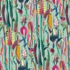 Italian Soft Plush Velvet Digital Fabric Botanical Flowers Duckegg 150cm W