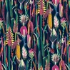 Italian Soft Plush Velvet Digital Fabric Botanical Floral Flowers Navy 150cm W