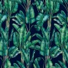 Italian Soft Plush Velvet Digital Fabric Tropical Paradise Floral Navy 150cm W