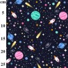100% Cotton Poplin Fabric Rose & Hubble Space Travel Planets Meteorites Stars