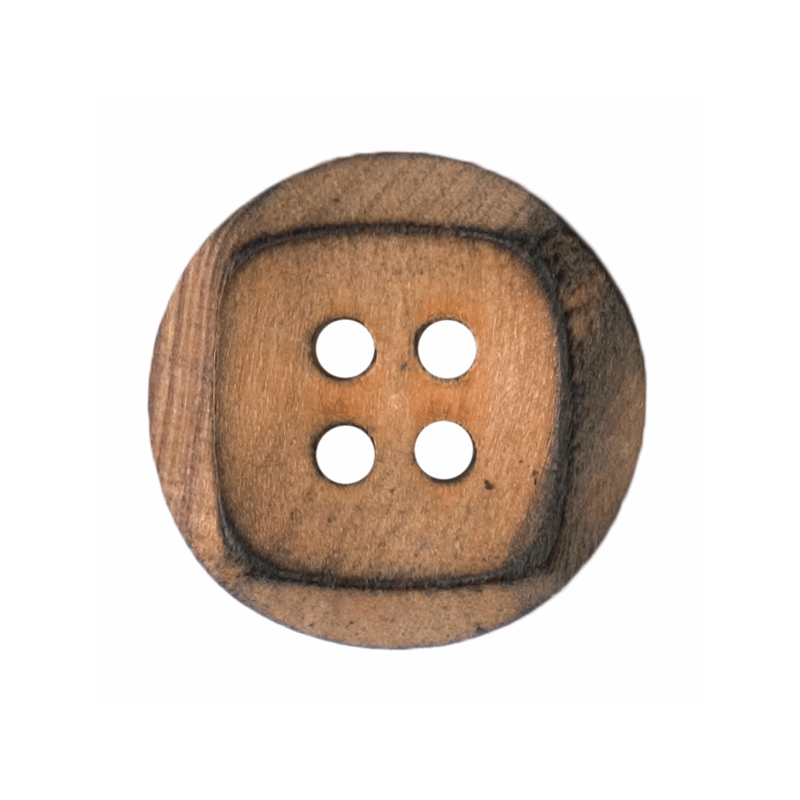 1 x 18mm Natural Hand Carved Look Wooden Buttons 4 Hole