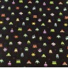 Flash Sale 100% Cotton Digital Fabric Oh Sew Space Invaders Retro Gaming Black 140cm Wide