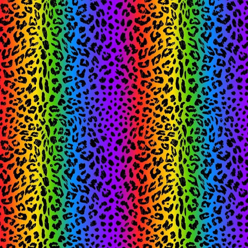 100% Cotton Digital Fabric Rainbow Leopard Print Animal Pride