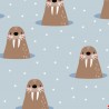 Polycotton Fabric Whack a Walrus Christmas Animals Winter Xmas