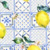 100% Cotton Digital Fabric Little Johnny Portuguese Tiles and Lemons Fruit