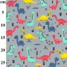Polycotton Fabric Colourful Dinosaurs Dino Prehistoric Children Drawings