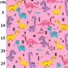 Polycotton Fabric Colourful Dinosaurs Dino Prehistoric Children Drawings