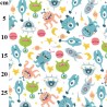 Polycotton Fabric Alien Monsters UFO Space Stars Planets Childrens Kids