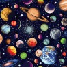 100% Cotton Fabric Nutex Bunched Planets Universe Solar System Stars Space