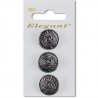 Sirdar Elegant Royal Coat of Arms Shanked Silver Crest Button 19mm 3 Pack 664