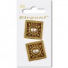 Sirdar Elegant Aztec Square Brass Decorative Button 32mm 2 Pack 725