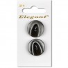 Sirdar Elegant Grey/White Decorative Shell Round Plastic Button 22mm 2 Pack 214