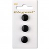 Sirdar Elegant Small Plain Flat Black Plastic Shanked Button 12mm 3 Pack 256