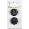 Sirdar Elegant Black/Silver Decorative Round Plastic Button 22mm 2 Pack 294