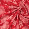100% Cotton Poplin Fabric Christmas Poinsettia Pine Sprig Festive 135cm Wide