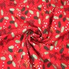 100% Cotton Poplin Fabric Christmas Holly Leaves Candy Cane Festive 135cm Wide