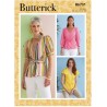 Butterick Sewing Pattern B6731 Misses’ V-neck Tops Front Tie Waist With Side Zip