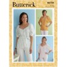 Butterick Sewing Pattern B6733 Misses’ Button Top Neckline and Sleeve Variations