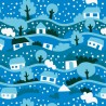 Polycotton Fabric Christmas Snow Globe Festive Winter Houses Xmas