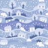 Polycotton Fabric Christmas Snow Globe Festive Winter Houses Xmas