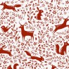 Polycotton Fabric Christmas Prancing Forest Animals Winter Woodland Fox Deer