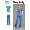 Simplicity Sewing Pattern S9276 Misses' Scrubs Top Trouser With Pockets