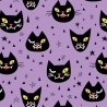 Polycotton Fabric Halloween Cat Got Your Fun Black Cats Spooky Animal Faces