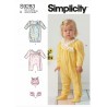 Simplicity Sewing Pattern S9283 Infants Gown and Wrap Front Jumpsuit Lace Collar