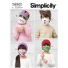 Simplicity Sewing Pattern S9305 Childrens' Cozy Knit Headband, Hat & Face Mask