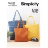 Simplicity Sewing Pattern S9308 Tote Bags in Three Sizes With Inside Pockets