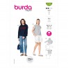 Burda Sewing Pattern 6128 Women's Frill Sleeve Top and Hoodie Sweatshirt Jumper