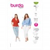 Burda Sewing Pattern 6135 Women's V-Neck Blouses Shirts Tops Tie Waist Peplum