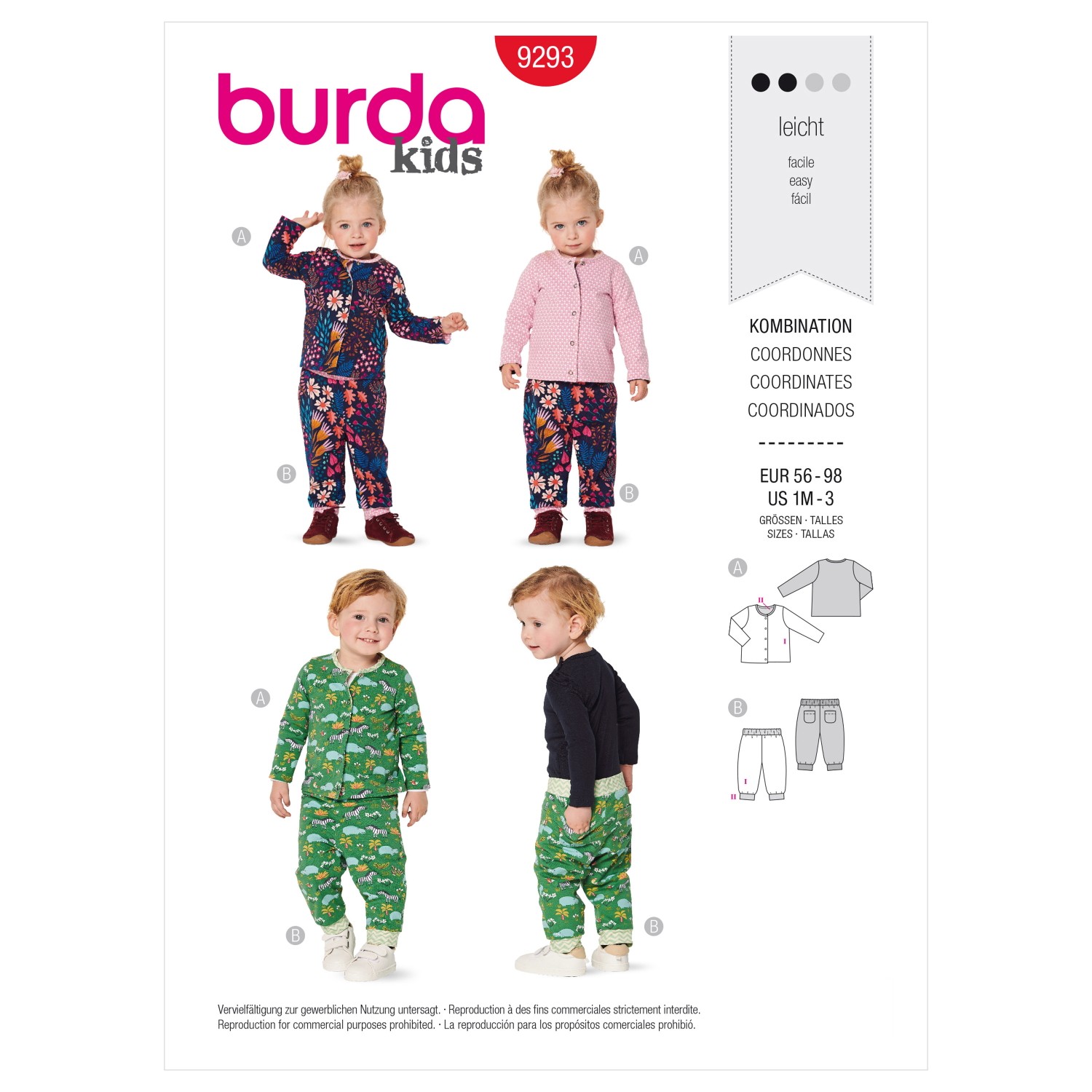 Burda Kids Boys Jacket Trousers Waistcoat Fabric Sewing Pattern 9443