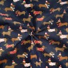 Polycotton Fabric Christmas Dog Dachshund in Jumpers Dogs Xmas Festive